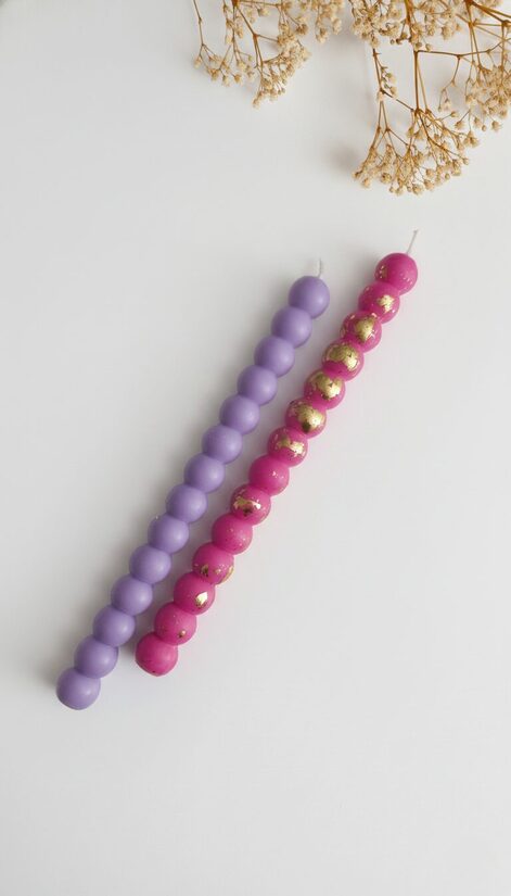 Dabīgā vaska galda svece, 25 cm, bumbiņas